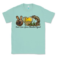 Seafoam Peace Love Green Chameleon Lizard Classic Tee - LillyAllenDesigns