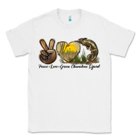White Peace Love Green Chameleon Lizard Classic Tee - LillyAllenDesigns
