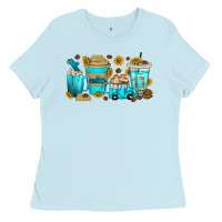 Baby Blue truck coffee cups Ladies Tee - texasbilliewilder
