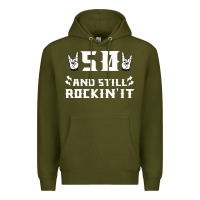 Army Green 50 birthday rock whitw Premium Hoodie - Bettercallsaul