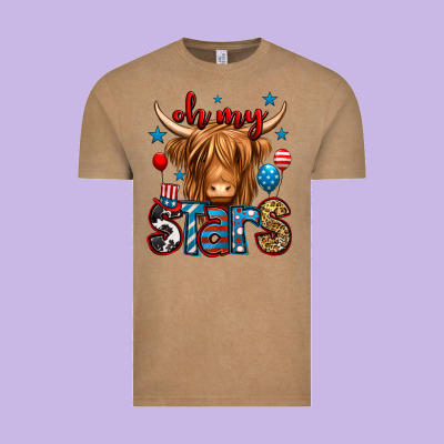 Oh My Stars 4th Of July Shaggy Cow Vintage Tee Designed By Jasminsmagicworld