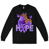 Black hope lavender ribbon all cancers Long Sleeve Tee - NancyCooperArtShop