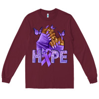 Burgundy hope lavender ribbon all cancers Long Sleeve Tee - NancyCooperArtShop