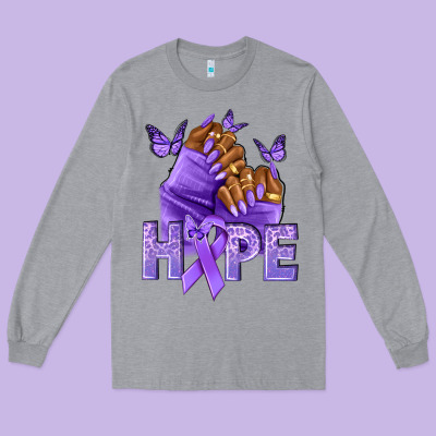 Hope Lavender Ribbon All Cancers Long Sleeve Tee Designed By Nancycooperartshop