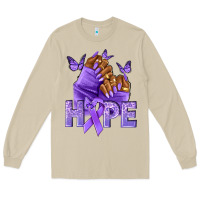 Mushroom hope lavender ribbon all cancers Long Sleeve Tee - NancyCooperArtShop