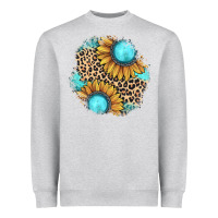 Heather Grey gemstone leopard patch Heavyweight Sweatshirt - JahusDesignShop