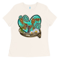 Bone turquoise western heart with horseshoe Ladies Tee - texasbilliewilder