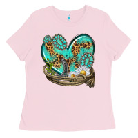 Bubblegum Pink turquoise western heart with horseshoe Ladies Tee - texasbilliewilder