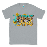 Heather Grey but first jesus Classic Tee - NancyCooperArtShop