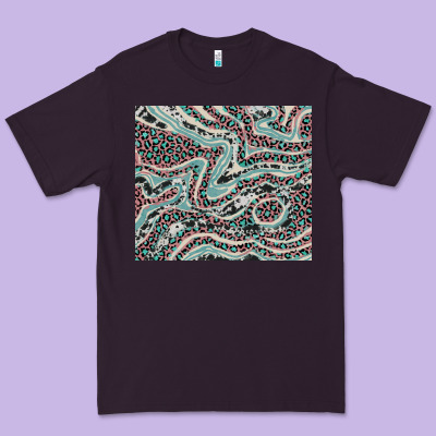 Pink And Turquoise Cowhide And Leopard Premium Tee Designed By Ranaportraitstore