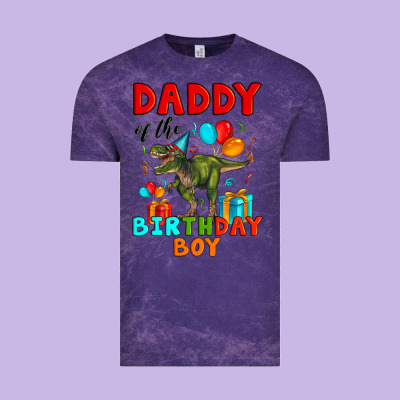 Daddy Of The Birthday Boy T Rex Vintage Tee Designed By Artiststas