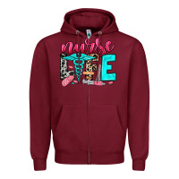 Burgundy nurse life Zipper Hoodie - NancyCooperArtShop