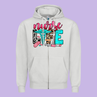 Nurse Life Zipper Hoodie Designed By Nancycooperartshop