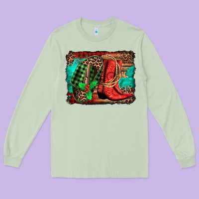 Country Boots Christmas Long Sleeve Tee Designed By Jasminsmagicworld