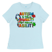 Baby Blue autism is not a disability its a different ability Ladies Tee - Zillion Design Studio