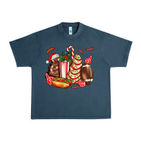 Midnight Navy Christmas tree cake American football  ball and hot dogs ado Urban Heavy Tee - AdoDesignShop
