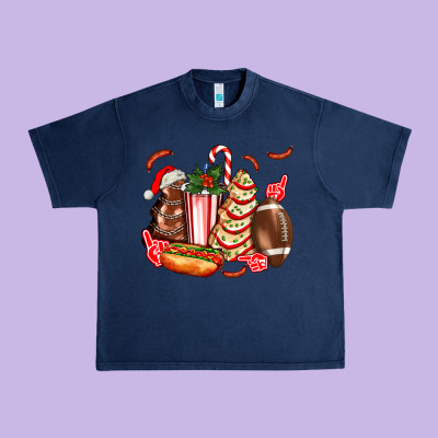 Christmas Tree Cake American Football  Ball And Hot Dogs Ado Urban Heavy Tee Designed By Adodesignshop