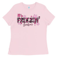 Bubblegum Pink It's Freezin Season Pink Christmas Ladies Tee - RanaPortraitStore