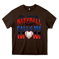 Chocolate Brown my favorite baseball player calls me mom Heavy Core Tee - Zillion Design Studio