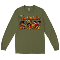 Army Green American Flag Firefighter Son Long Sleeve Tee - LillyAllenDesigns