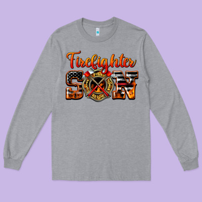 American Flag Firefighter Son Long Sleeve Tee Designed By Lillyallendesigns