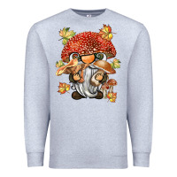 Heather Grey mushroom gnome Premium Sweatshirt - BarkalooDesign