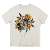 Cream Boho wolf skull Heavy Core Tee - RanaPortraitStore