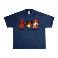 Navy peace love firefighter Urban Heavy Tee - Artiststas