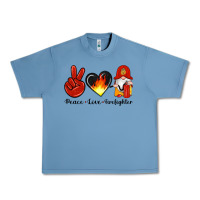 Pebble Blue peace love firefighter Urban Heavy Tee - Artiststas
