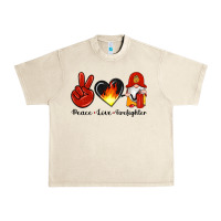 Sandshell peace love firefighter Urban Heavy Tee - Artiststas