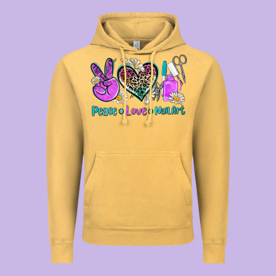 Peace Love Nail Art Vintage Hoodie Designed By Adodesignshop
