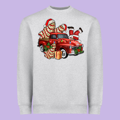 Christmas Tree Cake With Farm Track And Santa Ado Heavyweight Sweatshirt Designed By Adodesignshop