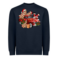 Navy christmas tree cake with farm track and santa ado Heavyweight Sweatshirt - AdoDesignShop
