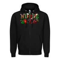 Black nurse life christmas Zipper Hoodie - NancyCooperArtShop