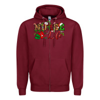 Burgundy nurse life christmas Zipper Hoodie - NancyCooperArtShop