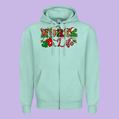 Nurse Life Christmas Zipper Hoodie Designed By Nancycooperartshop