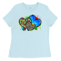 Baby Blue autism hearts Ladies Tee - Zillion Design Studio