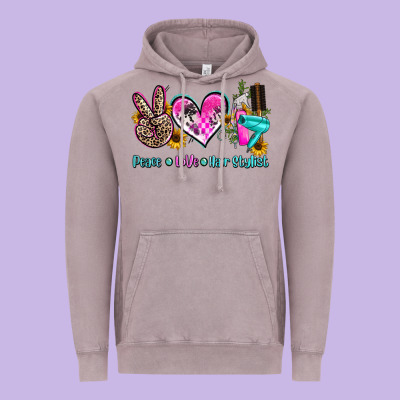 Peace Love Hair Stylist Vintage Hoodie Designed By Adodesignshop
