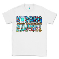 White Nursing Student No Sleep No Money No Life Classic Tee - CowhideDigitalArt