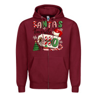 Burgundy santa's favorite ho Zipper Hoodie - MaliasSmallBusiness