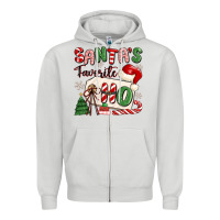 Dove Grey santa's favorite ho Zipper Hoodie - MaliasSmallBusiness