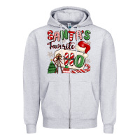Heather Grey santa's favorite ho Zipper Hoodie - MaliasSmallBusiness