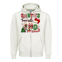Oatmeal Heather santa's favorite ho Zipper Hoodie - MaliasSmallBusiness
