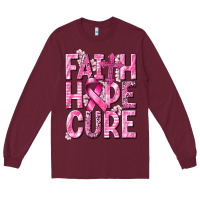 Burgundy faith hope cure cancer Long Sleeve Tee - NancyCooperArtShop