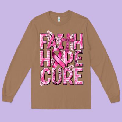 Faith Hope Cure Cancer Long Sleeve Tee Designed By Nancycooperartshop