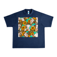Navy sunflowers and goat western seamless pattern Urban Heavy Tee - BundleAndBundleShop