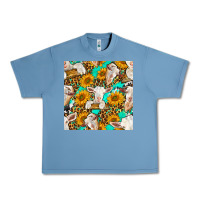 Pebble Blue sunflowers and goat western seamless pattern Urban Heavy Tee - BundleAndBundleShop