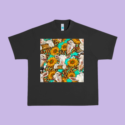 Sunflowers And Goat Western Seamless Pattern Urban Heavy Tee Designed By Bundleandbundleshop