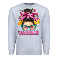 Heather Grey cancer warrior messy bun Premium Sweatshirt - BarkalooDesign
