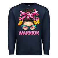 Navy cancer warrior messy bun Premium Sweatshirt - BarkalooDesign